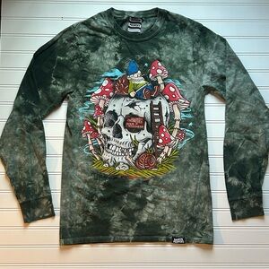 Broken Promises Gnome Grown Green Tie Dye Long Sleeve T-shirt Small